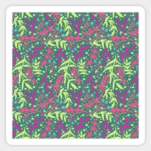 Botanicals and Dots - Hand drawn Design - Green, Pink, Teal Blue Sticker